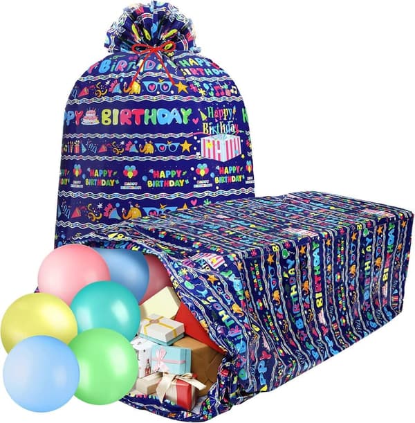 Extra Large Blue Gift Bags for Birthdays & Baby Showers