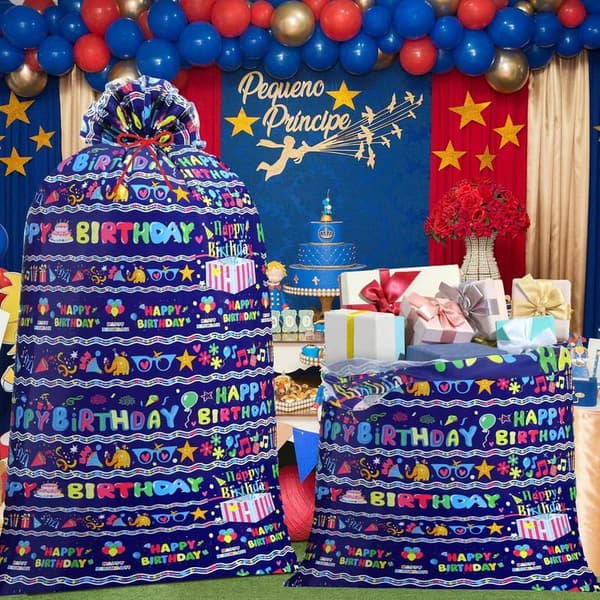 Extra Large Blue Gift Bags for Birthdays & Baby Showers