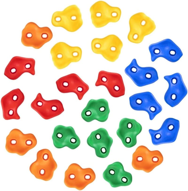 Kids' Multi-Color Rock Wall Climbing Holds Set with Hardware