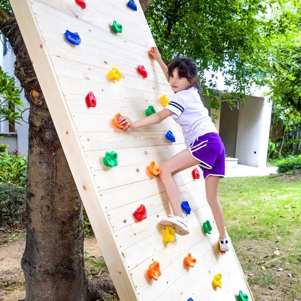 Kids' Multi-Color Rock Wall Climbing Holds Set with Hardware