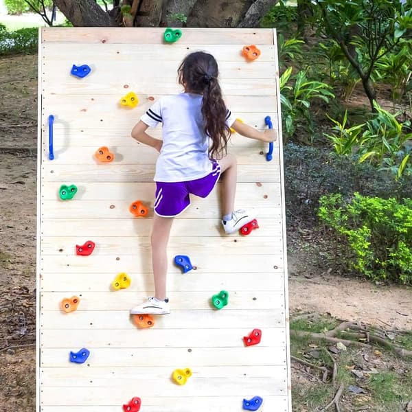 Kids Indoor/Outdoor Wall Climbing Kit with 20 Holds & Safety Handles