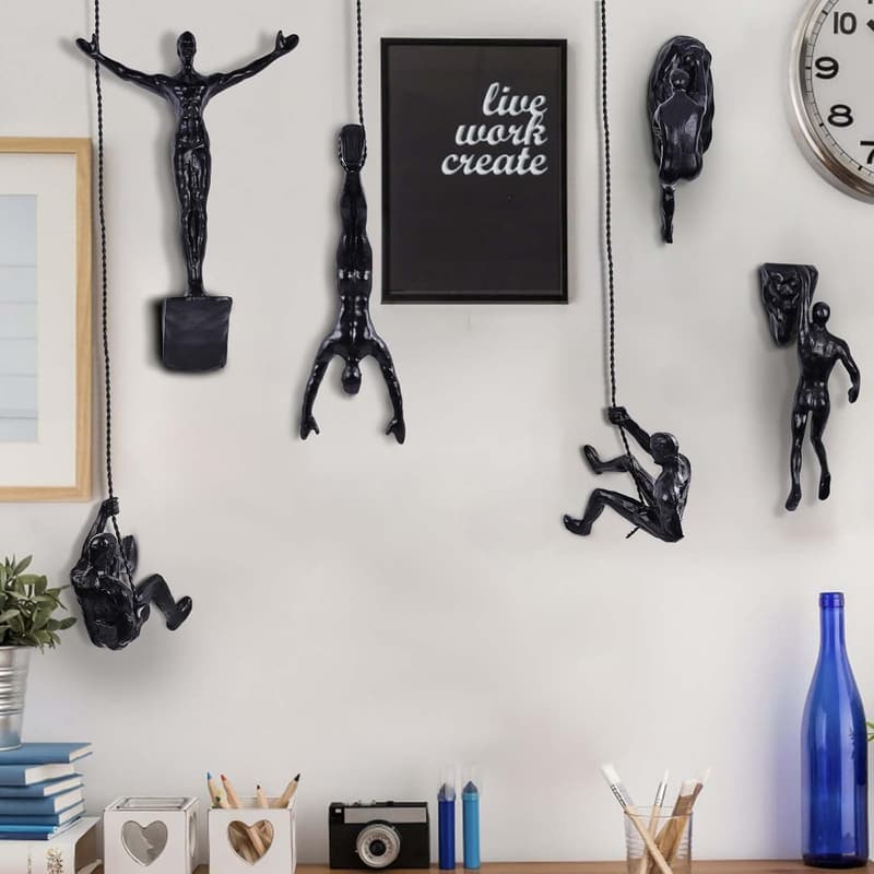 Climbing Man Wall Art Decor Set – Nordic Style Sculpture