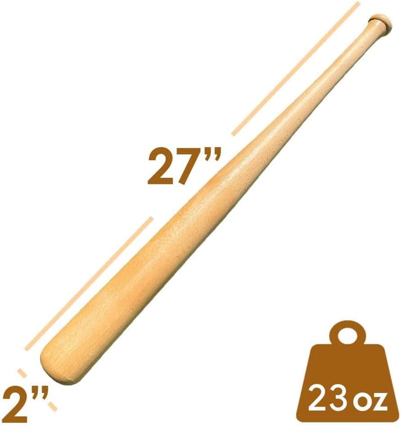 27-Inch Solid Beech Wood Baseball Bat for T-Ball & Training