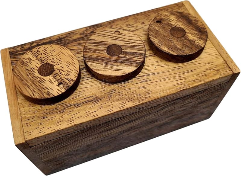 Secret Lock Puzzle Box with 3 Wheels