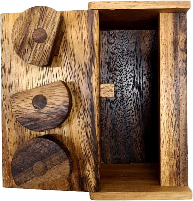 Secret Lock Puzzle Box with 3 Wheels