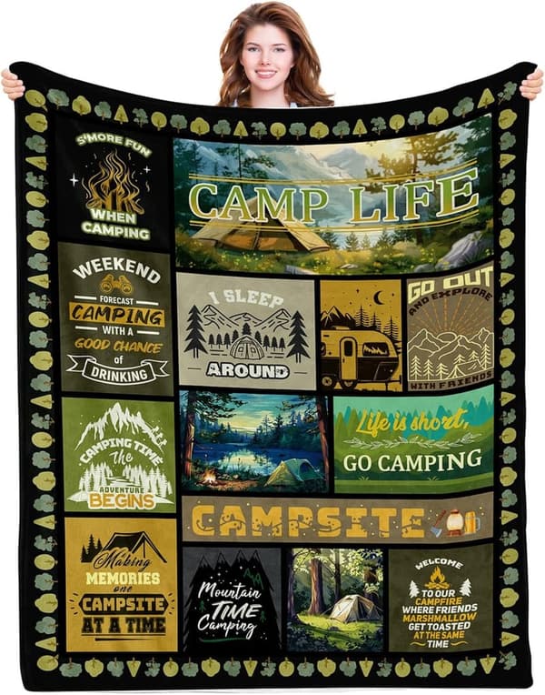 Camping Blanket for Women and Men - Warm 40x50 Gift for Campers
