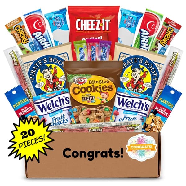 Congratulations Gift Basket - Snack Care Package for Him and Her
