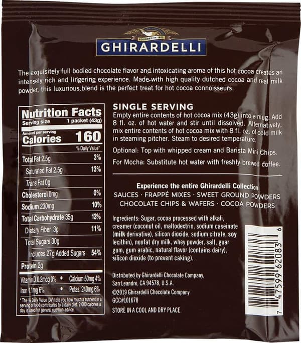 Rich Chocolate Ghirardelli Hot Cocoa Pack (15 Envelopes)