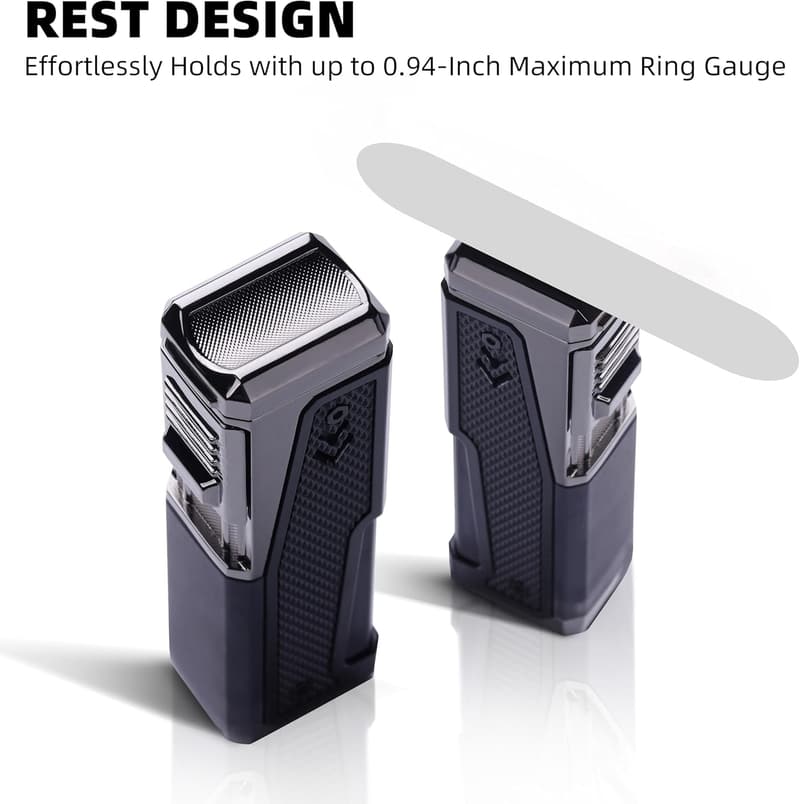 Quadruple Jet Flame Windproof Butane Lighter 2-Pack (Black)