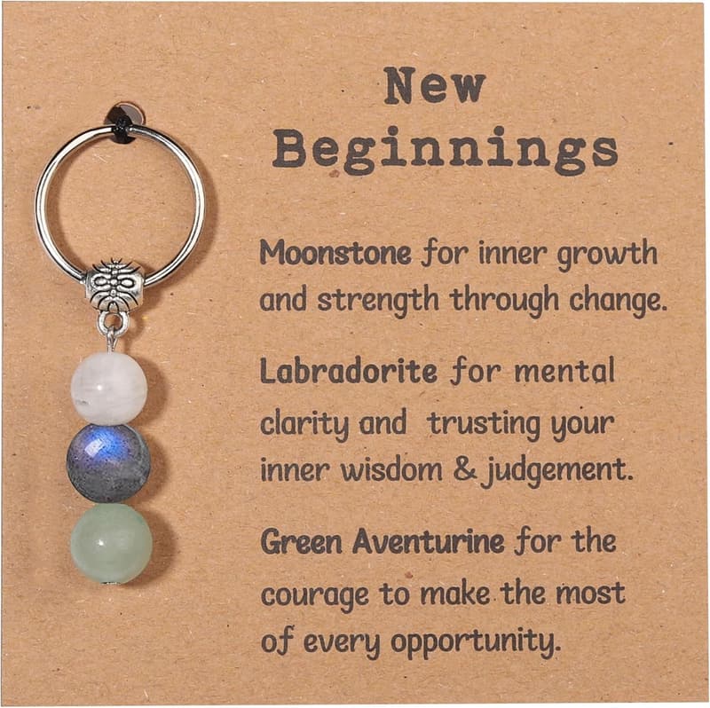 Healing Crystals Keychain for New Beginnings and Anxiety Relief
