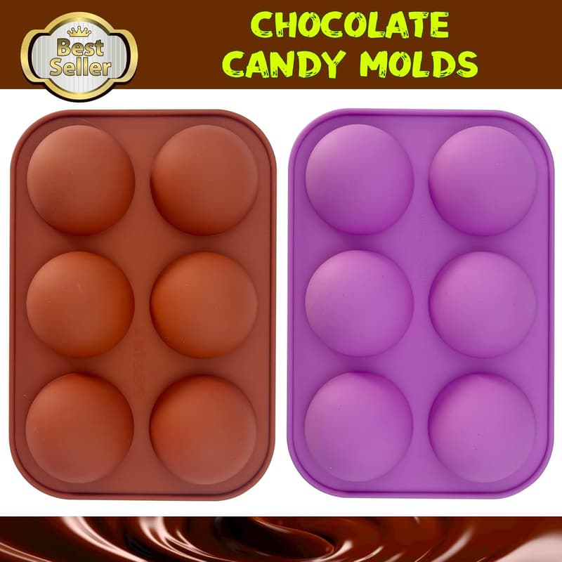 Silicone Hot Chocolate Bomb Mold Set - 4 Medium Half Sphere Molds