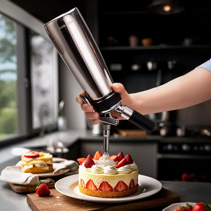 Professional Stainless Steel Whipped Cream Dispenser with Nozzles
