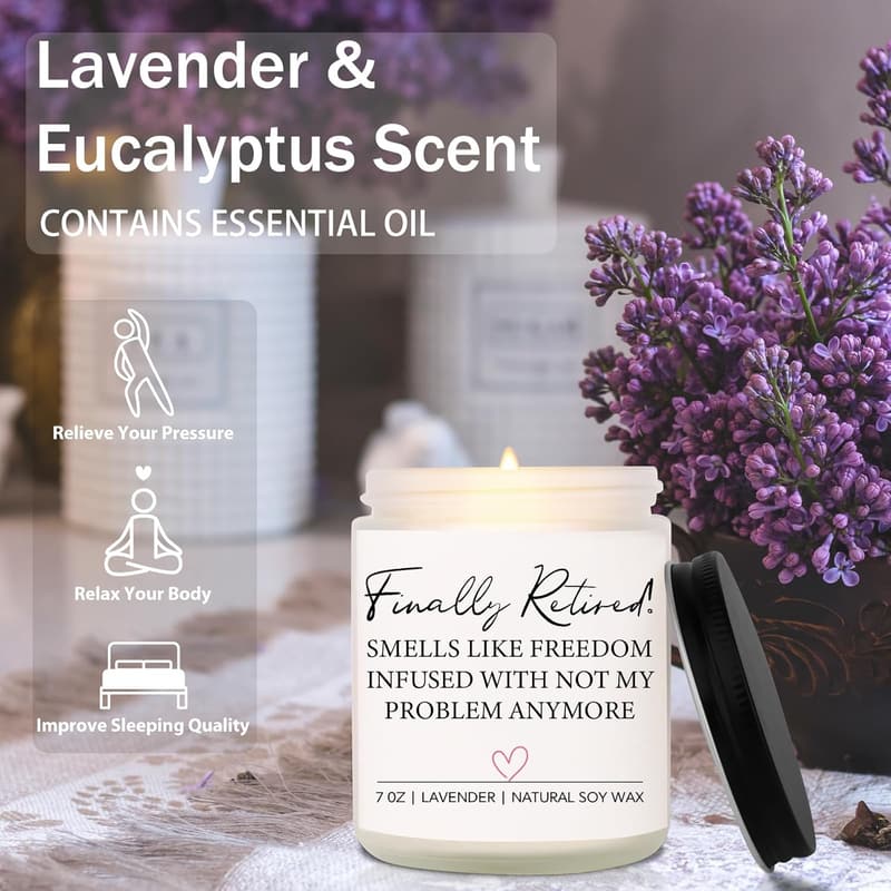 Happy Retirement Handmade Lavender Soy Candle (7oz)