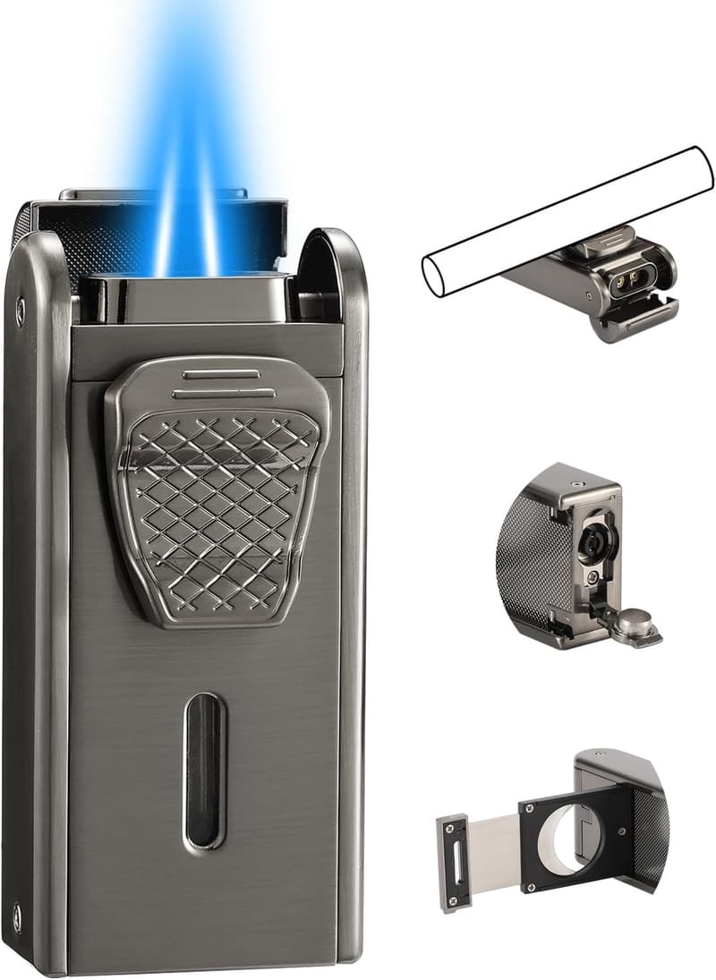 All-in-One Jet Flame Butane Lighter for Men - Refillable, Windproof