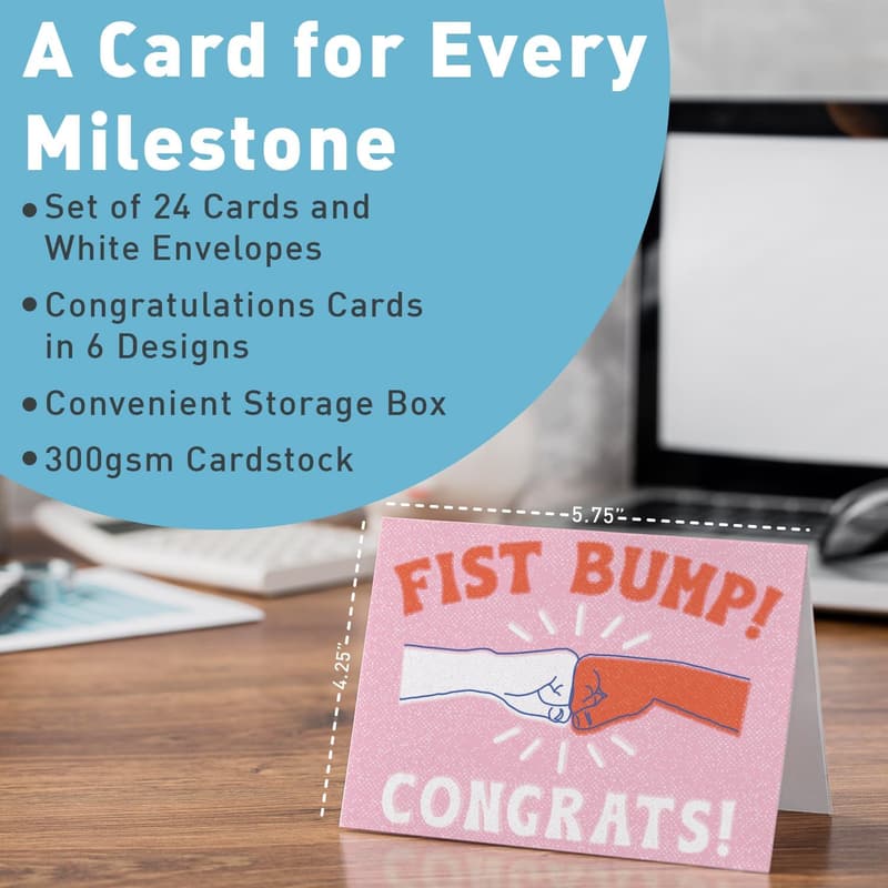Congratulations Cards Pack - 24 Colorful Encouragement Notes
