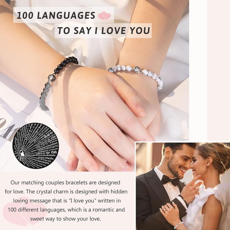 Love You 100 Languages Bracelet for Couples - Anniversary Gift