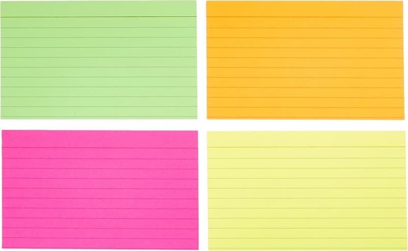 Assorted Neon 3x5 Inch Index Flash Cards - 300 Count