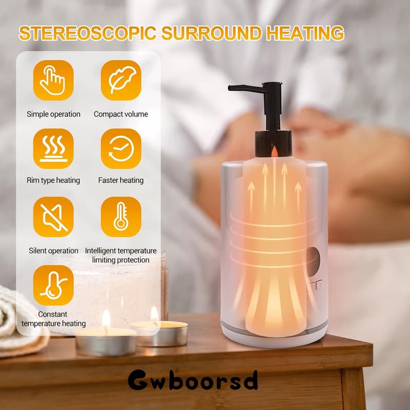 Massage Oil Warmer with Temperature Control and Dispenser Set