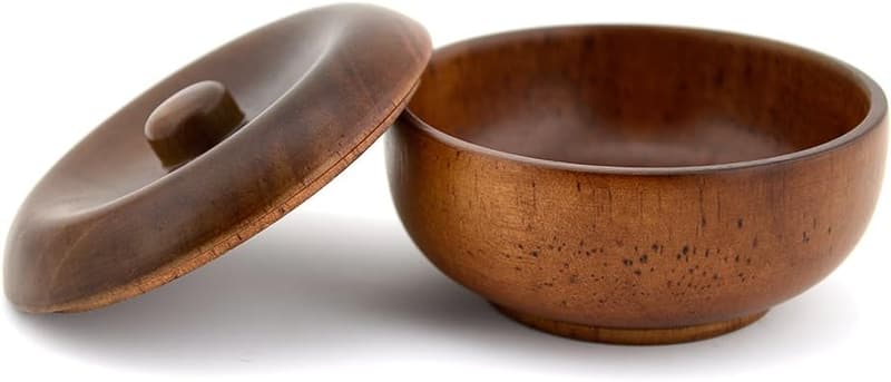 Men's Oak Wooden Shaving Bowl with Lid for Wet Shaving