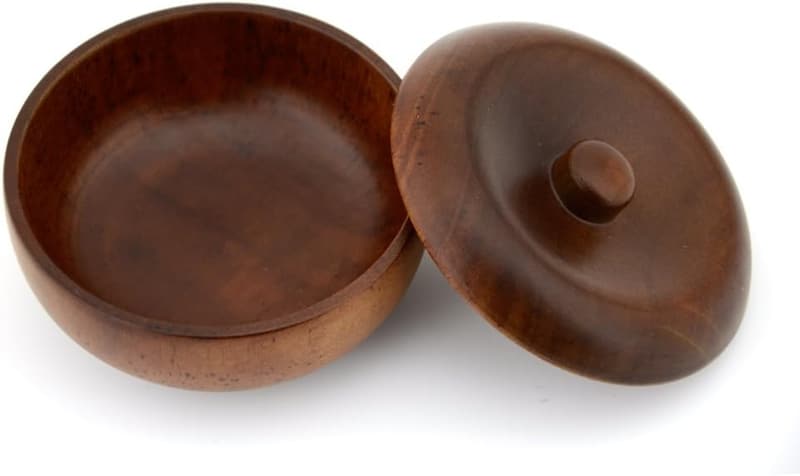 Men's Oak Wooden Shaving Bowl with Lid for Wet Shaving
