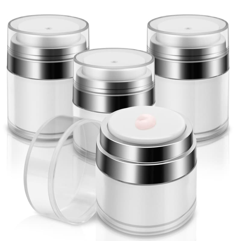 Travel Size Refillable Airless Pump Jars with Labels (Set of 4)