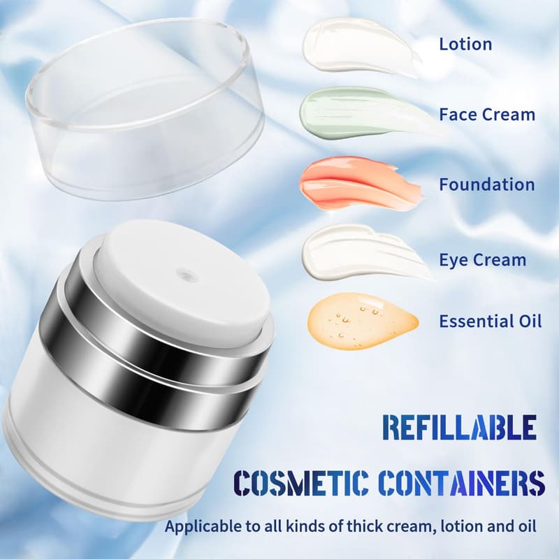 Travel Size Refillable Airless Pump Jars with Labels (Set of 4)