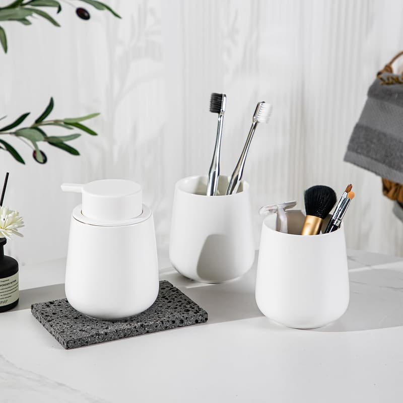 Ceramic Foaming Soap Dispenser with Easy-Pump - White