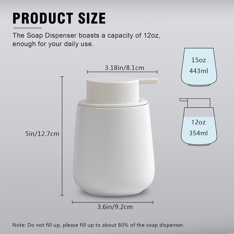 Ceramic Foaming Soap Dispenser with Easy-Pump - White