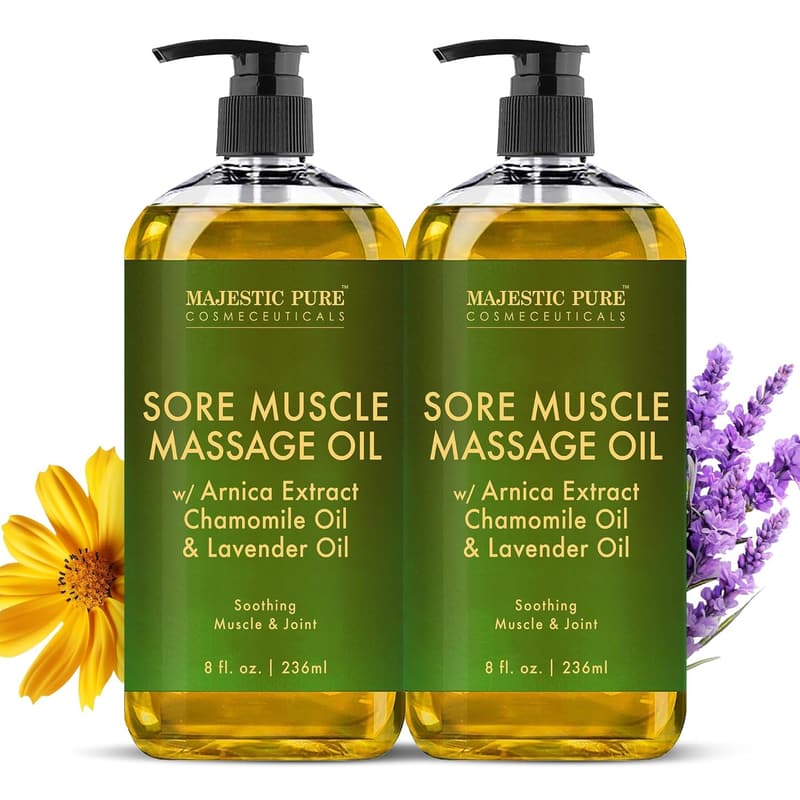 Natural Arnica Massage Oil with Lavender & Chamomile - 8 Fl Oz (2 Pack)