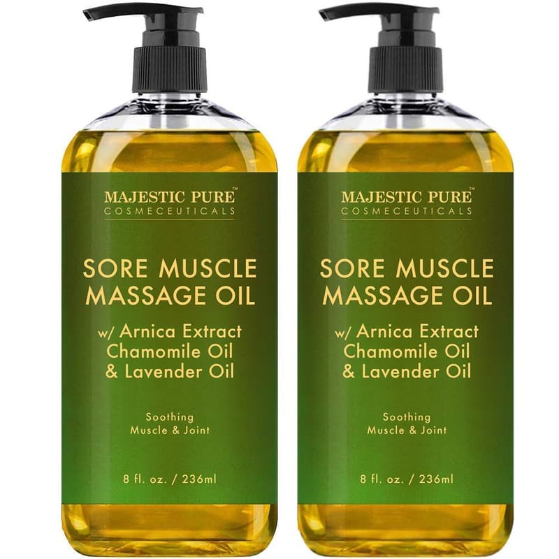 Natural Arnica Massage Oil with Lavender & Chamomile - 8 Fl Oz (2 Pack)
