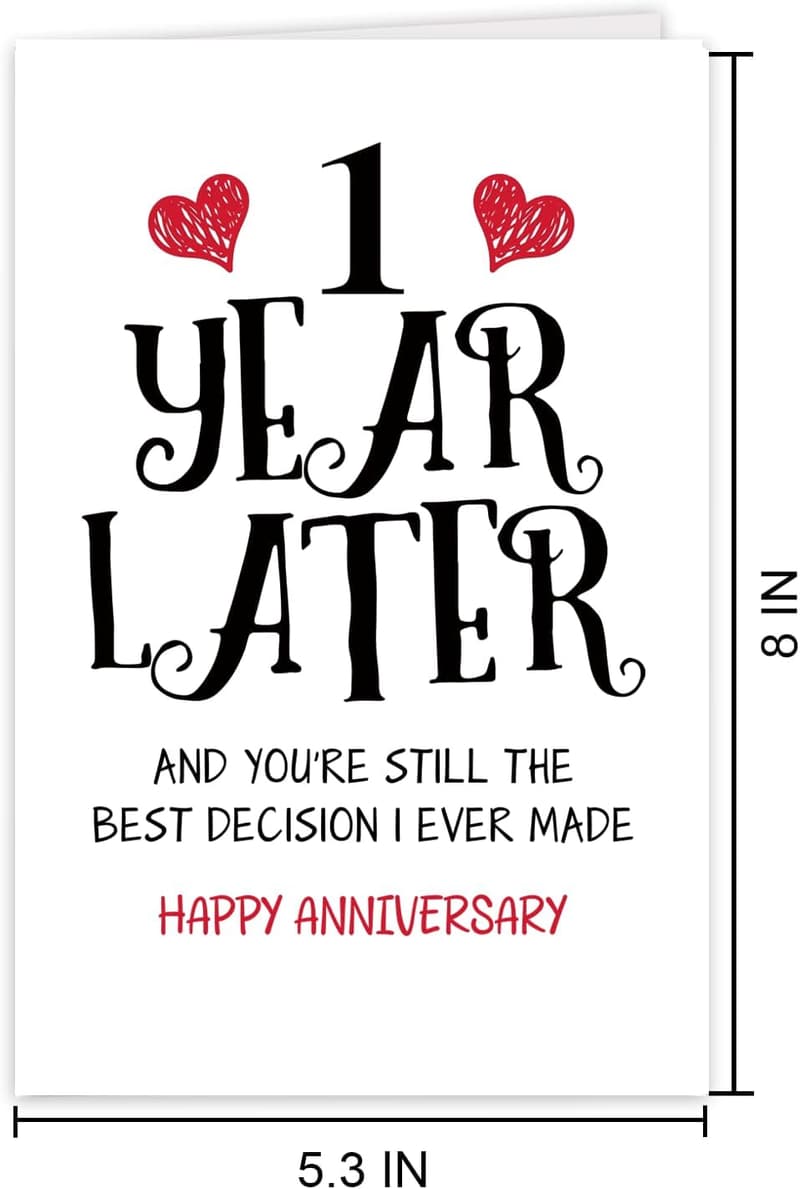 1st Anniversary Romantic Gifts for Couples, Wedding Card