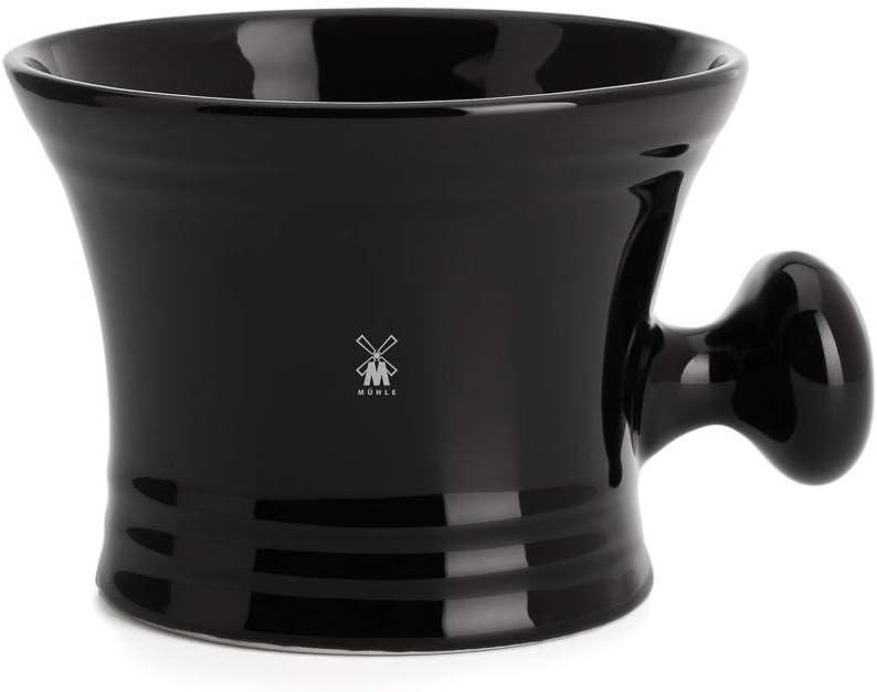 MÜHLE Black Porcelain Shaving Mug with Platinum Rim