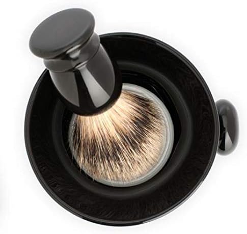 MÜHLE Black Porcelain Shaving Mug with Platinum Rim