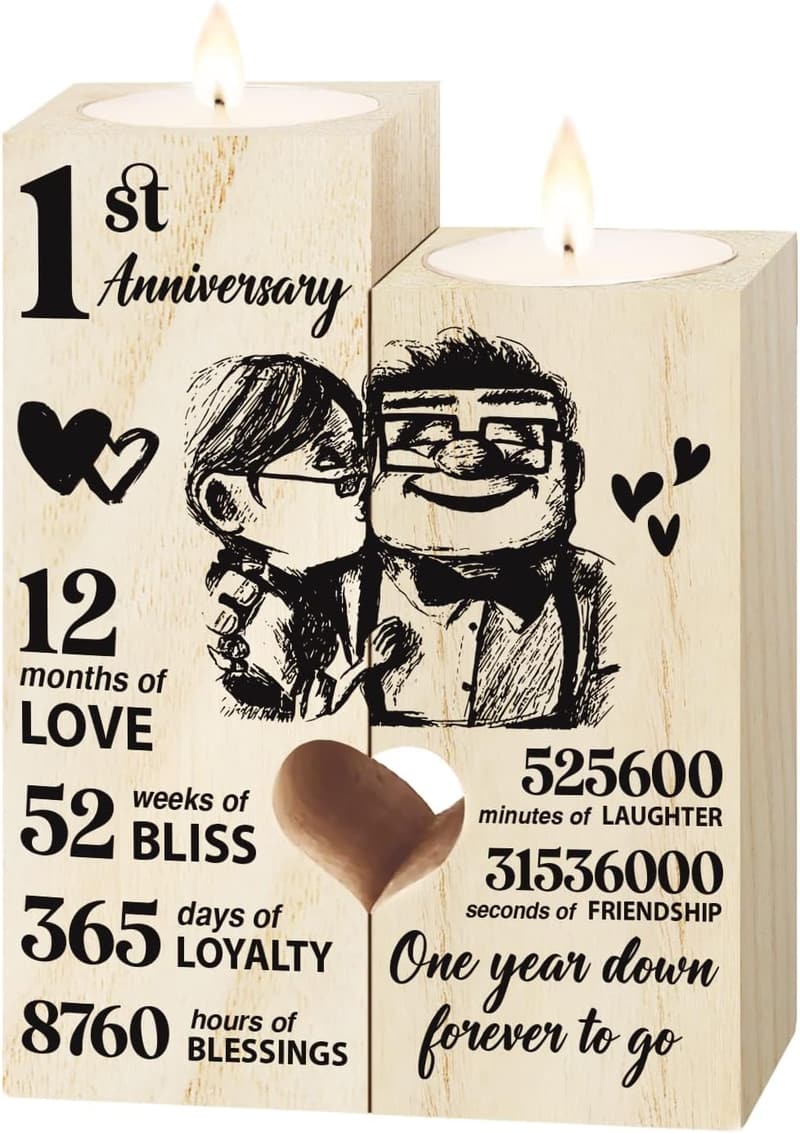 1st Anniversary Candlestick Gift for Wife or Couples