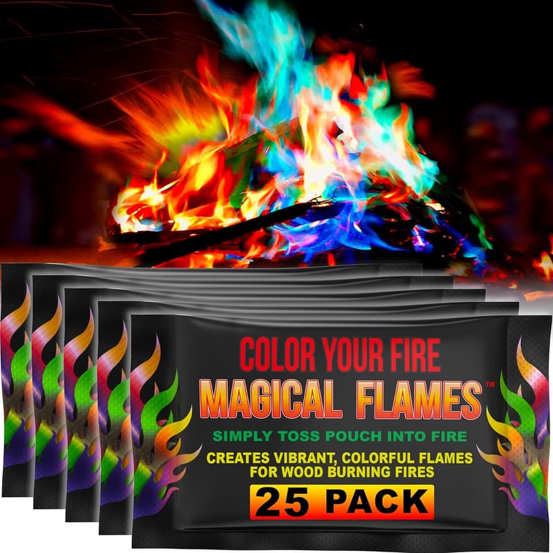 Color Changing Flame Packets - 25 Pack for Fire Pits & Campfires