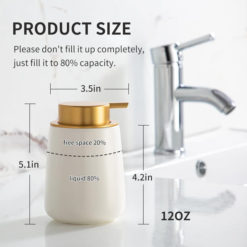 Modern Beige Ceramic Soap Dispenser with Easy-Press Pump