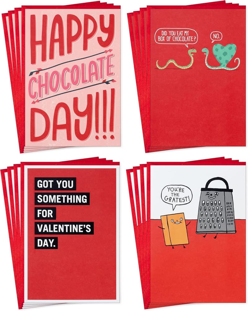 Valentine's Day Funny Card Assortment (16 Cards with Envelopes)
