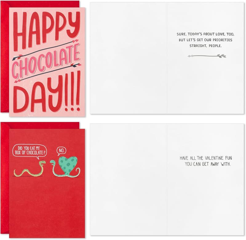 Valentine's Day Funny Card Assortment (16 Cards with Envelopes)