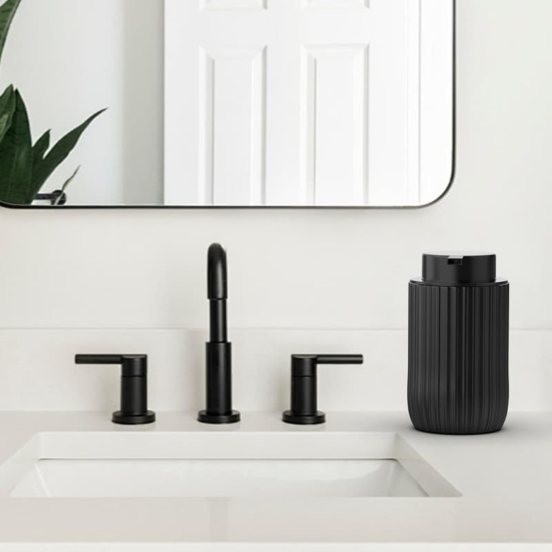 Matte Black Ceramic Soap Dispenser - 12 oz Refillable for Bathroom & Kitchen