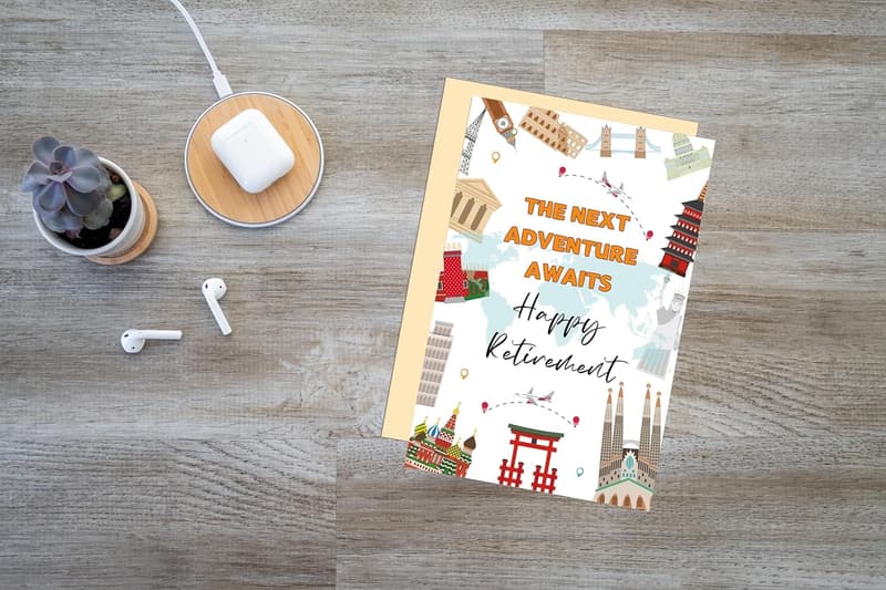 Travel-Themed Happy Retirement Card for Friends & Colleagues