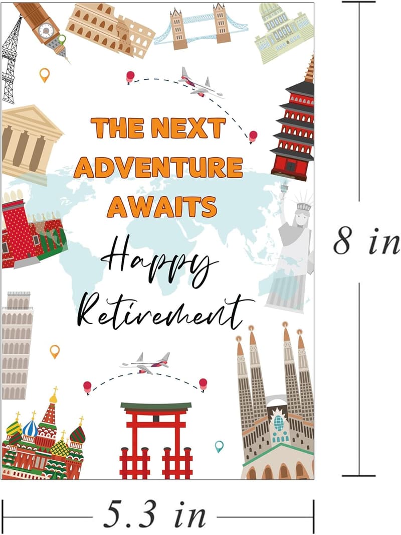 Travel-Themed Happy Retirement Card for Friends & Colleagues