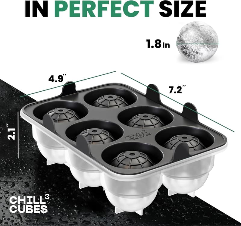 Silicone Ice Ball Molds - Set of 2 for Whiskey and Cocktails