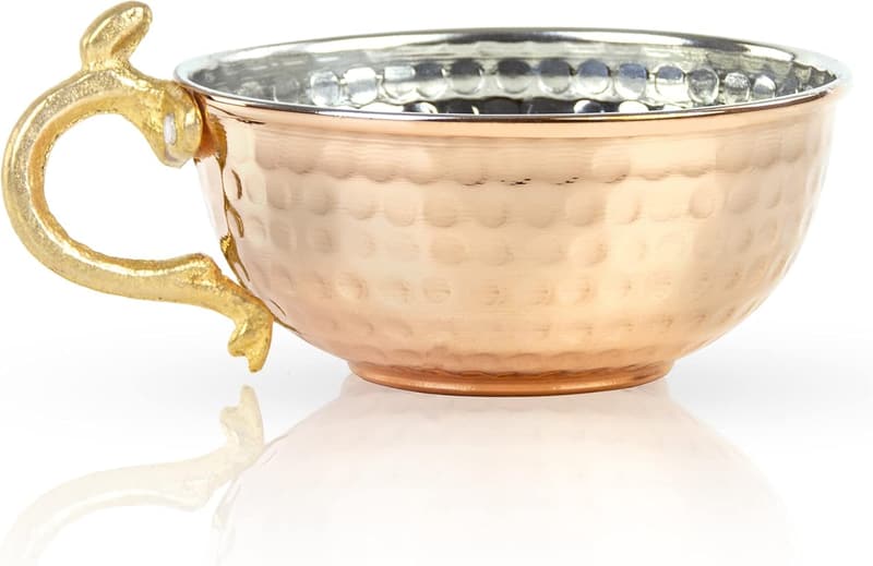 Turkish Hand-Hammered Copper Shaving Bowl and Cup
