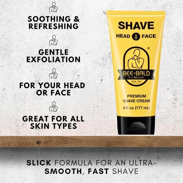 Premium Shaving Cream for Smooth Face and Head, 6 Fl Oz