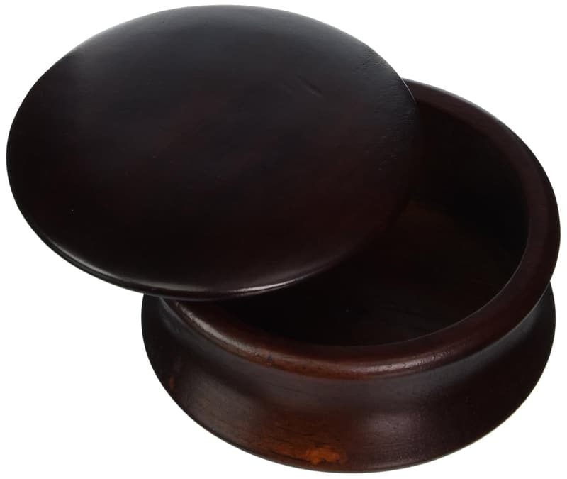 Dark Wood Shave Soap Bowl with Lid