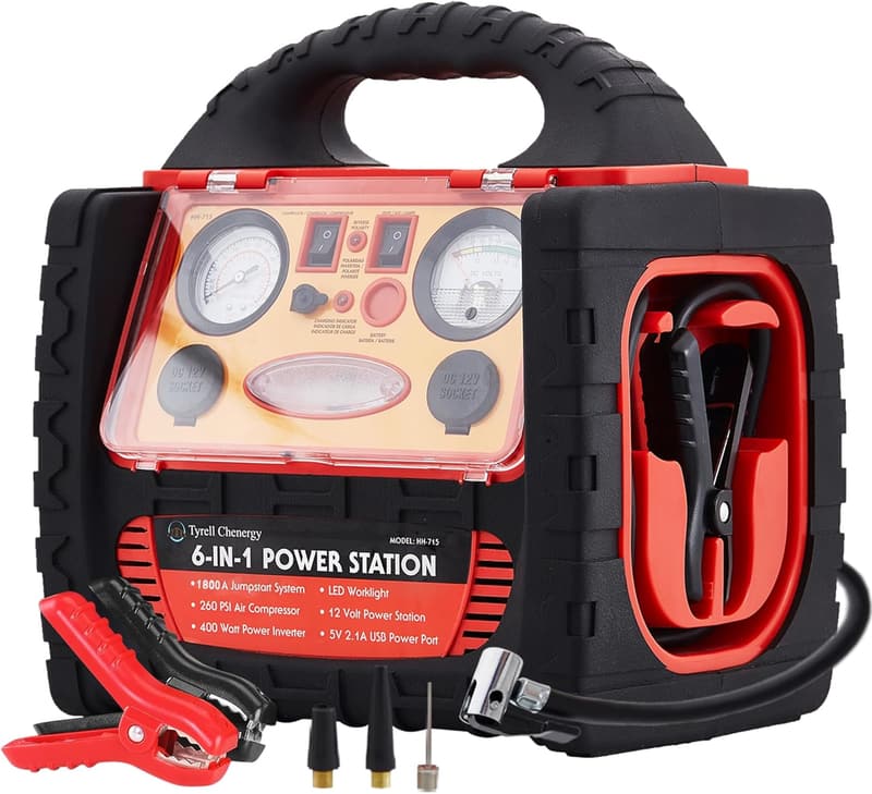 Portable 1800 Amp Car Jump Starter & Air Compressor