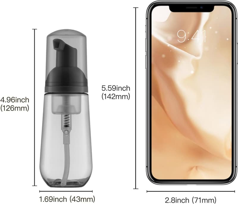 Travel Foaming Shampoo Dispenser - 60ml Black Bottle