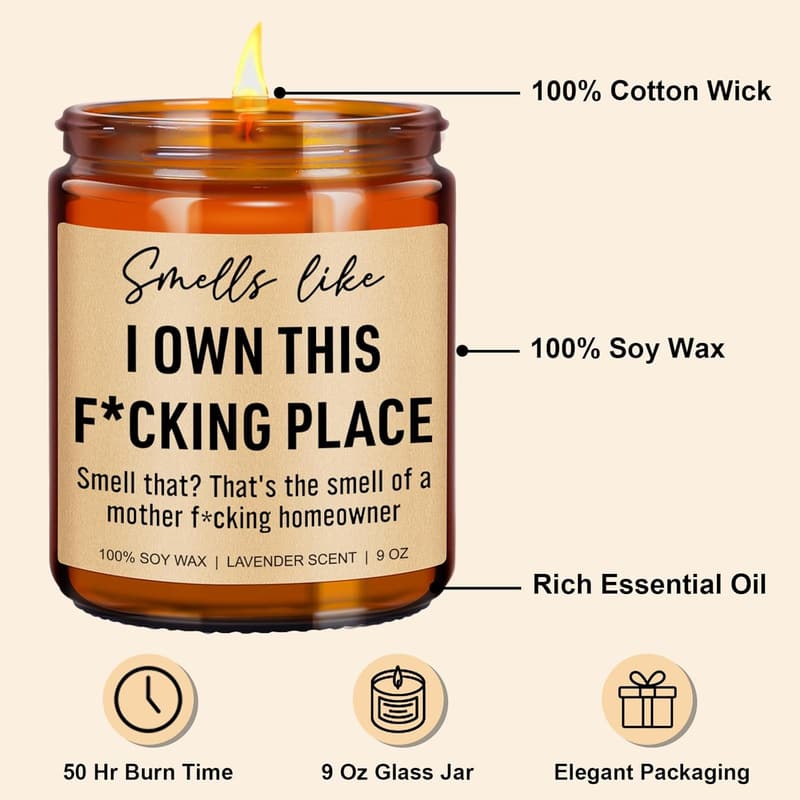 Housewarming Gift: Funny Scented Candle for New Homeowners - 9 oz