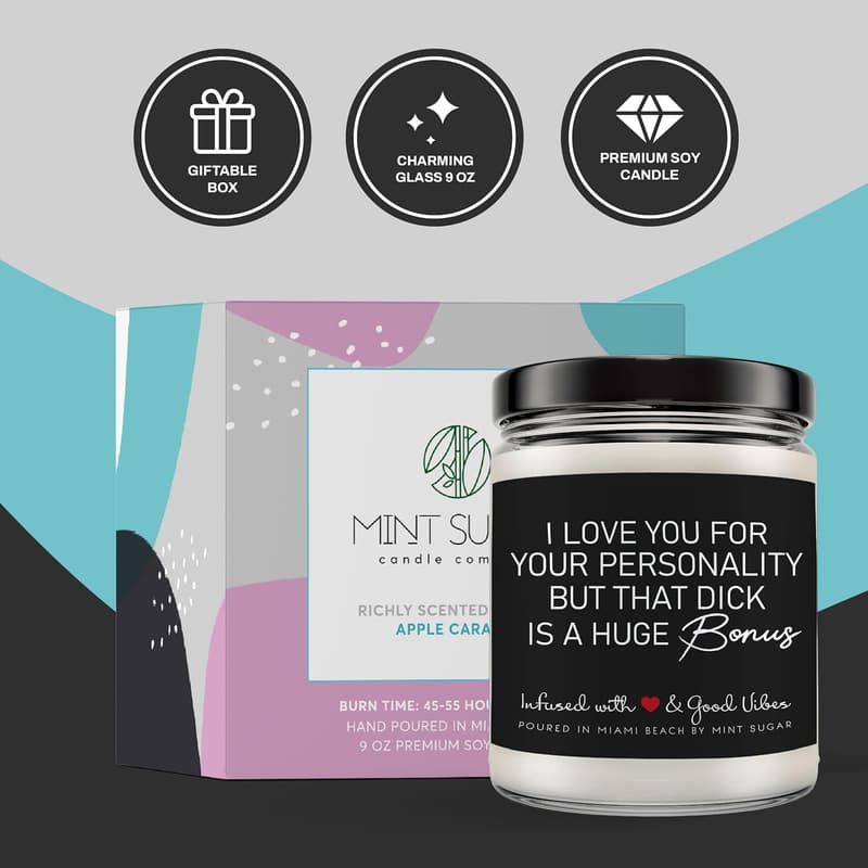 Funny Valentine's Day Candle for Men - 9 oz Made in USA