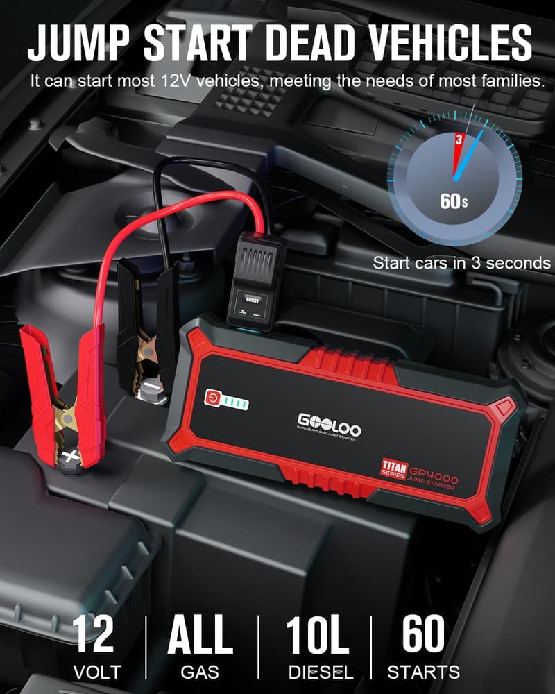 Heavy-Duty 16-Foot Jumper Cables with Carrying Bag